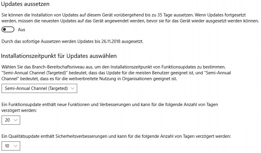 Windows 10 Update Verzögerung